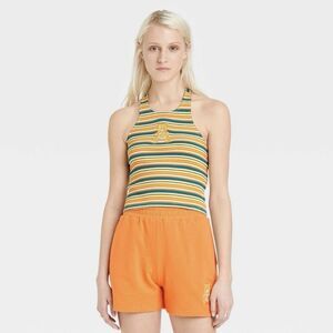 Care Bears Halter Tank Top Vintage Style Sunshine Bear Embroidered 80s 90s Y2K